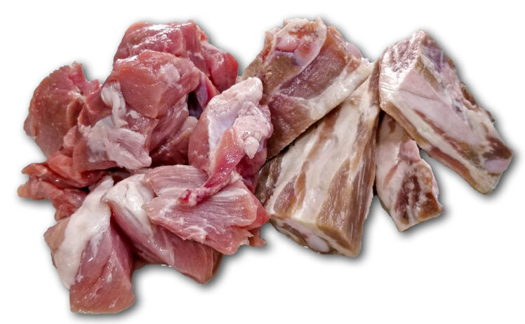 Revben av fläsk i bitar