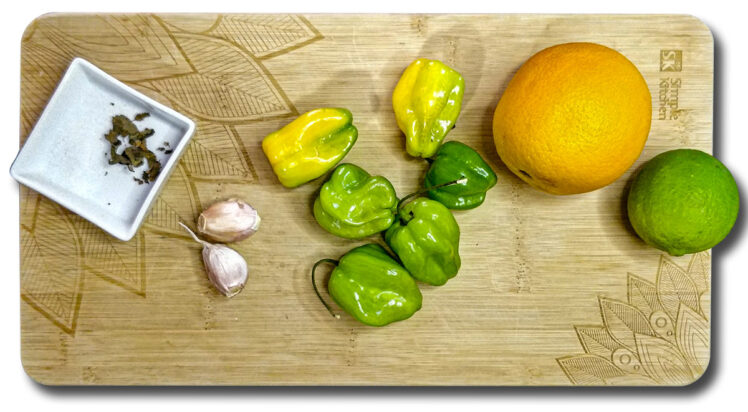 Salt, oregano, vitlök, habanero, lime och apelsin