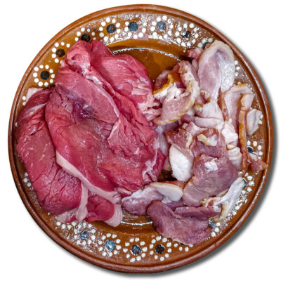 Kött och bacon till Alambre