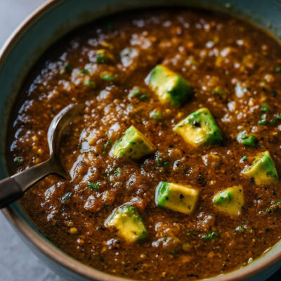 Röd salsa på grillade tomater, öl och avokado