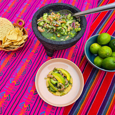 Aguachile Verde med räkor, grön chili och gurka